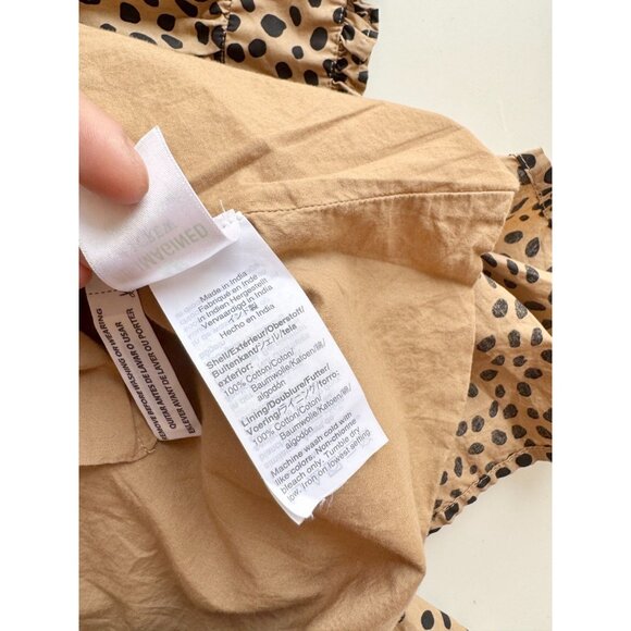 J CREW Leopard Dot Cotton Poplin Ruffle Neck Tiered A-Line Mini Dress, Size XXS - Picture 14 of 16